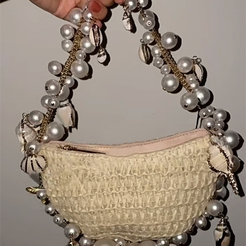 Lady Evening Bags For Women y ner Handbags And Purses In Woven Chain Beaded Trim Shoulder Bag w250303
