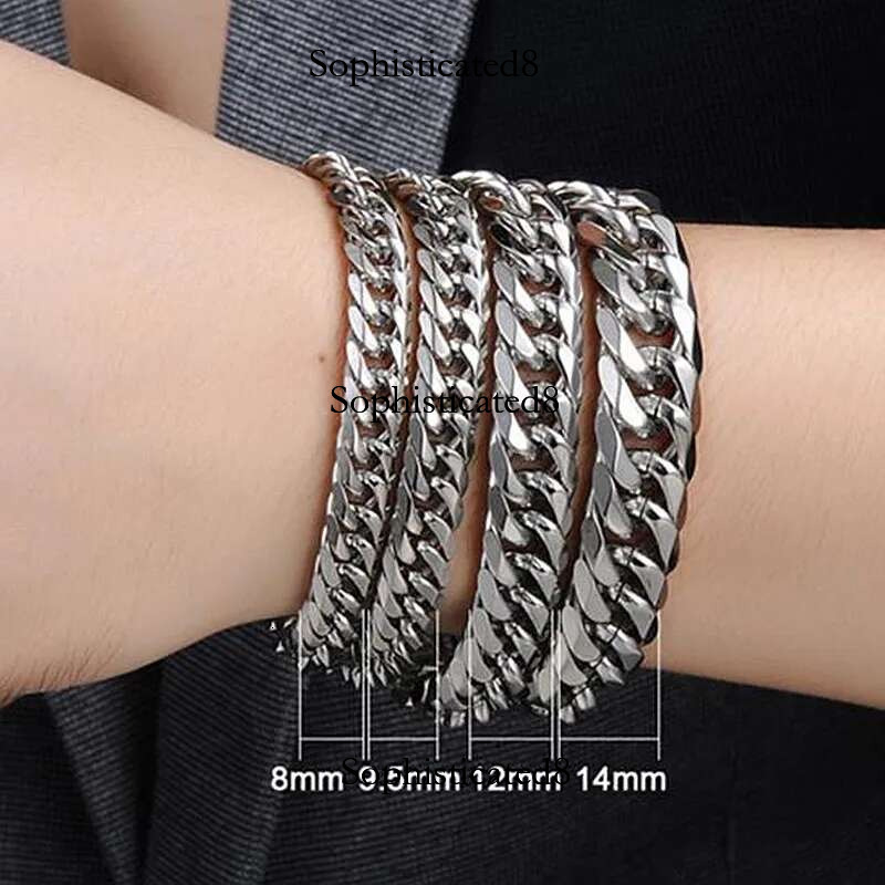 HNSP 8mm-14mm Thick Stainless Steel Bracelet For Men Jewelry Hand Chain Punk Male Accessories