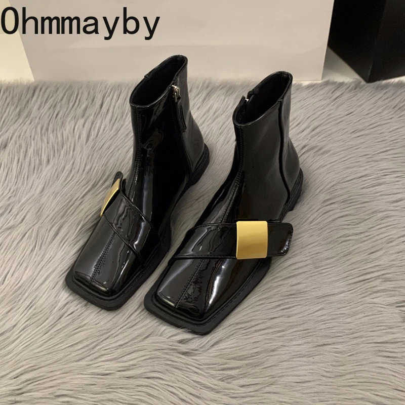 Designer Vintage Wen Ankle Boots Fion Square Toe Shoes Spring Autumn Flats Ladies Short Booties Z250304