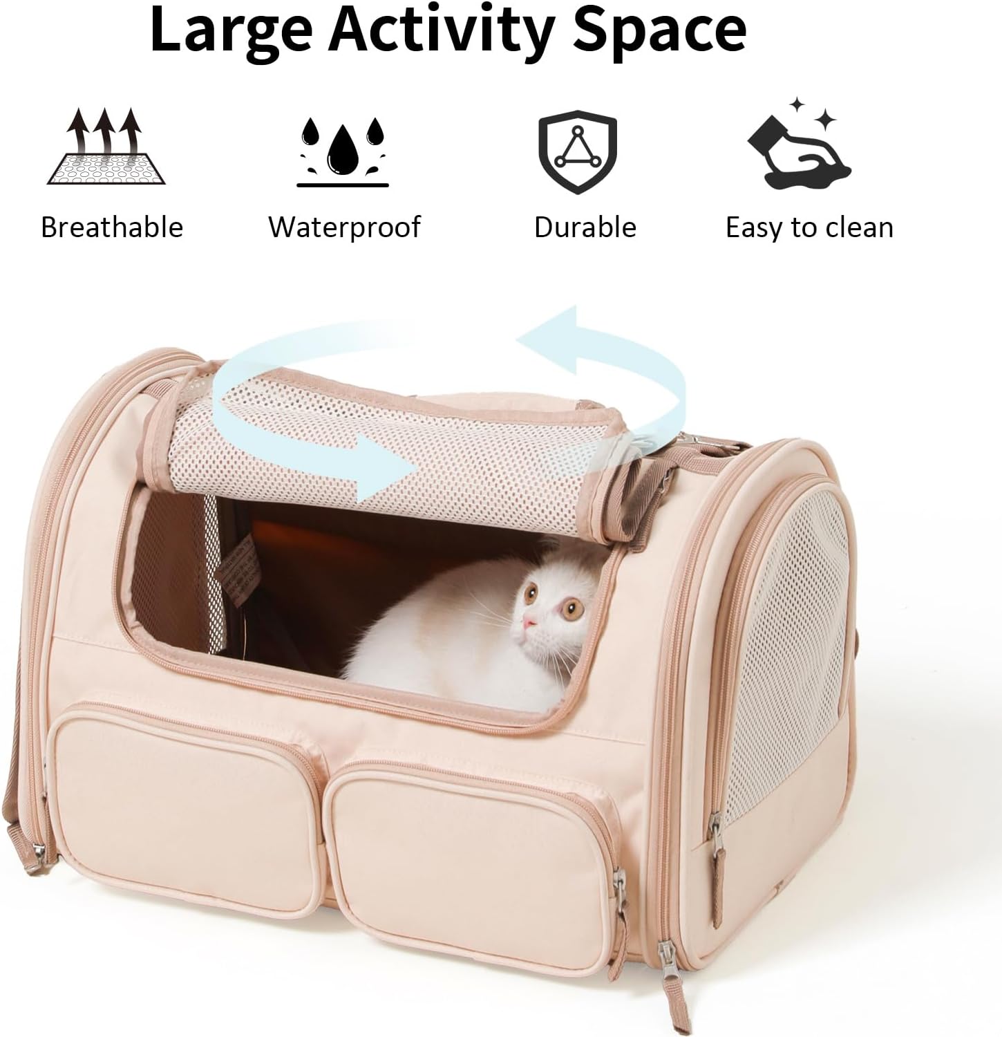 Carrier bag 4 mesh Windows Small dog carrier bag 4 storage bags, cat travel rolled-up lid suitable for nervous cats