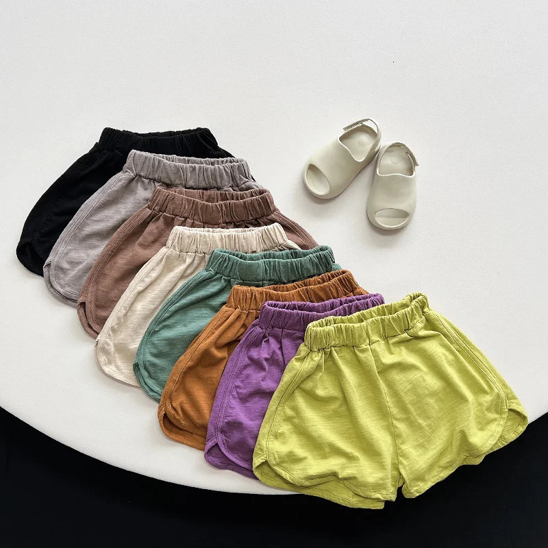 Spring and summer childrens shorts 1-8Y boys and girls pure cotton casual shorts Trouser Korean childrens clothing 250304