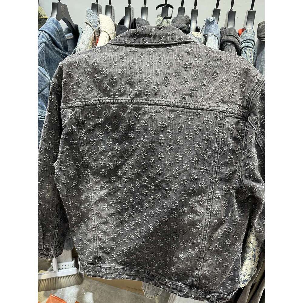 Spring & Autumn Jacquard Pattern Men's Denim Jackets Loosen Fit Vintage Jeans Coats Male's Casual Clothes