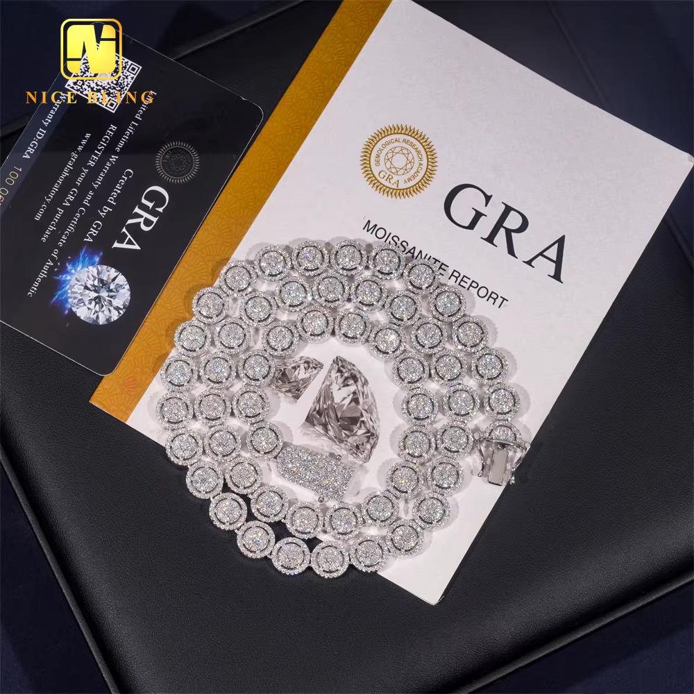 10mm Round Shape Cuban k Chain Hip Hop Jewelry Iced Out Dia Sterg Sier Moissanite Necklace Bracelet