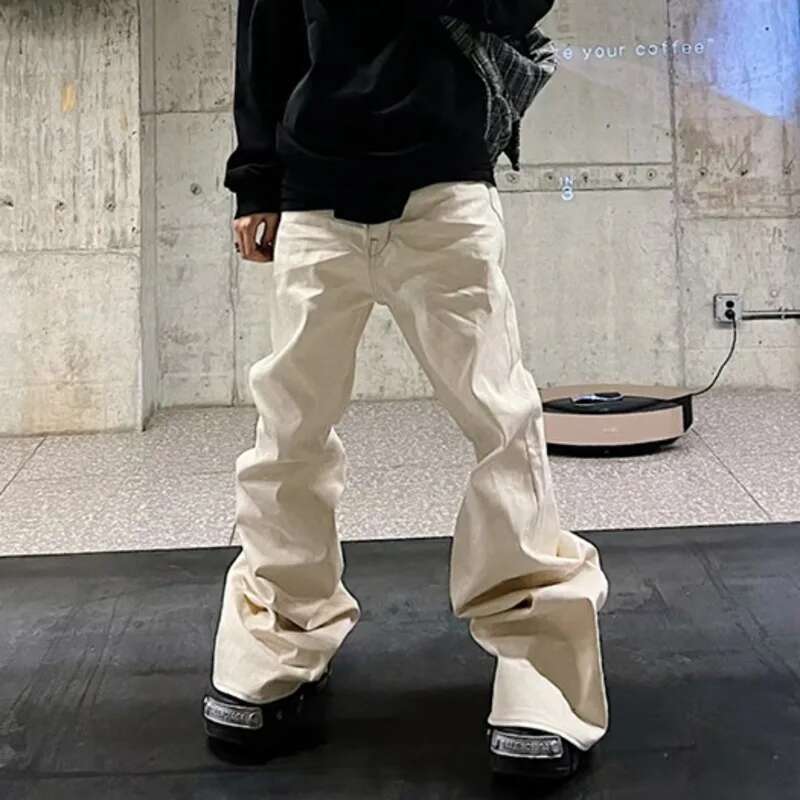 HKSH Men's Tide Dark RO Style Or Pulg Flared Denim Pants Streetwear Fashion Vintage Chic Jeans Casual High Street Hk3538