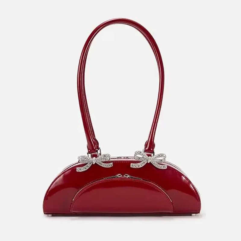 Internet famous sweet and playful girl butterfly bow sparkling diamond socialite lady armpit bag spring/summer new women's bag trend 250315