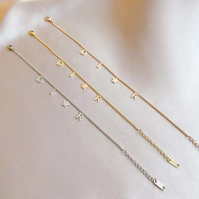 Korea New Fashion Letter Star Pendant Woman Simple Vintage Stainless Steel Bracelet Jewelry Accessories Gifts