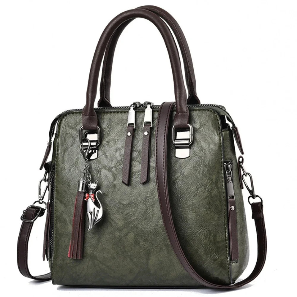 Vintage PU Leather Ladies HandBags Women Messenger Bags TotesTassel ner Crossbody Shoulder Bag Boston Hand 250303