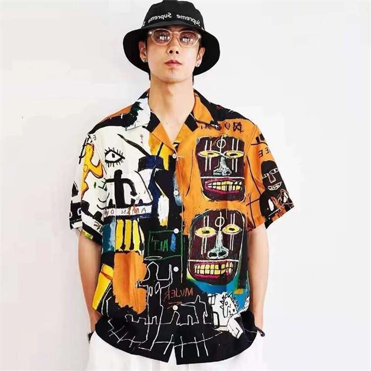 GUILTYPARTIES TIGER collaboration graffiti Hawaii WACKO MARIA short sleeved floral shirt for men