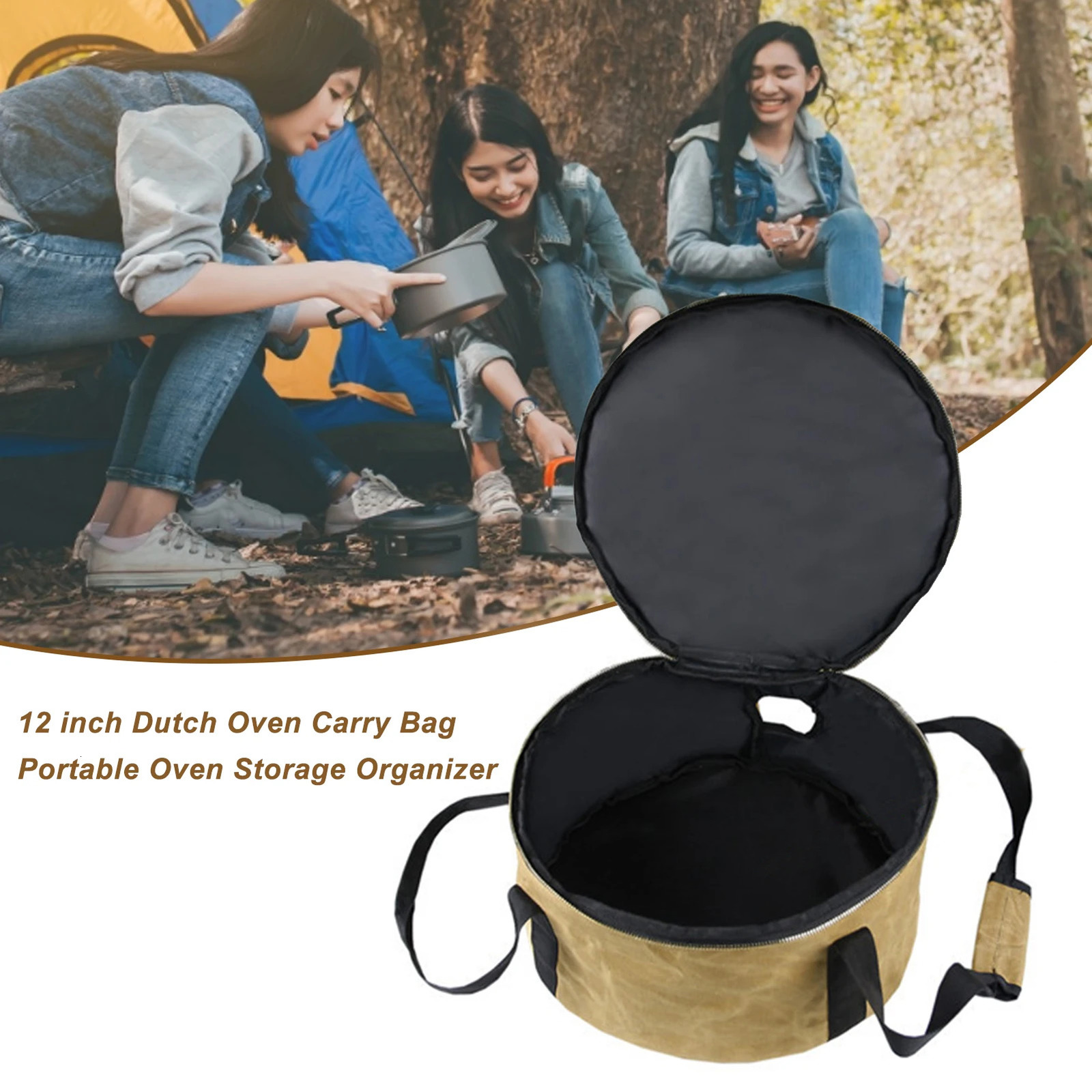 Ship from US 1417X709 Multifunctional Dutch Oven Canvas Storage Pouch Bags Cooking Utensils Organizer for Outdoor Activities BBQ 250304FBB