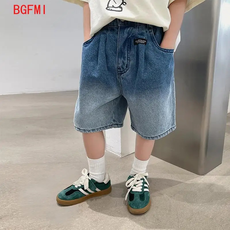 Summer Pants Teenage Boys Shorts Cotton Thin Gradient Color Denim Shorts Children Short Jeans Clothing for Junior Boy 250304