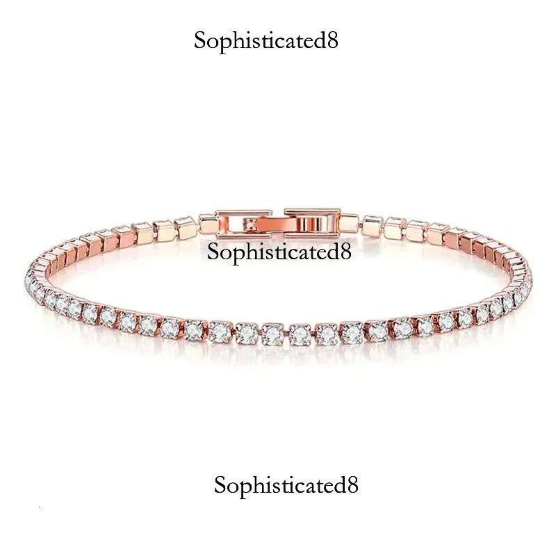 New Sterg Sier Fashionable Hip Hop Style Classic Full Zircon Tennis Shining Exquisite Bracelet DIY Couple Gift