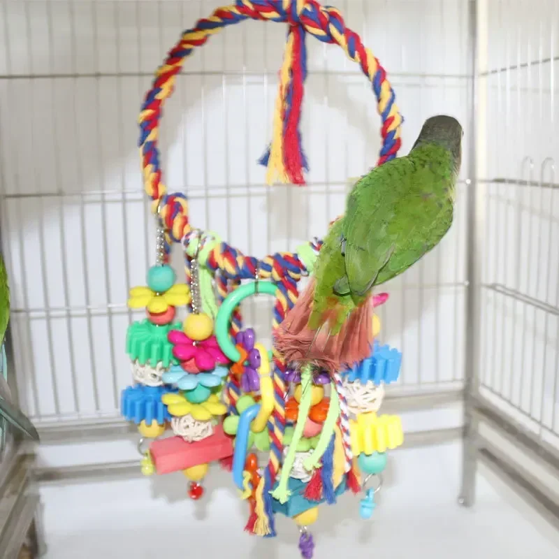 Bird Toys, Bird Supplies, Hanging Rings, Swings, Wooden Plastic Cotton Ropes, Parrot Bite Toys Parrot Toys Bird Accessories