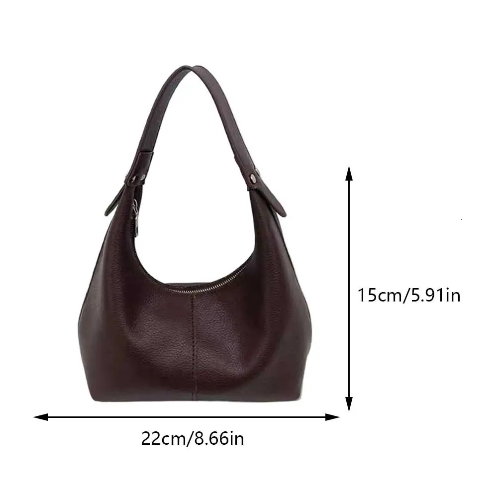 Women Vintage Underarm Bag PU Leather Soft Hobo Shoulder Bags Solid Color Casual Armpit Handbag Outdoor Daily Tote Bag 250228