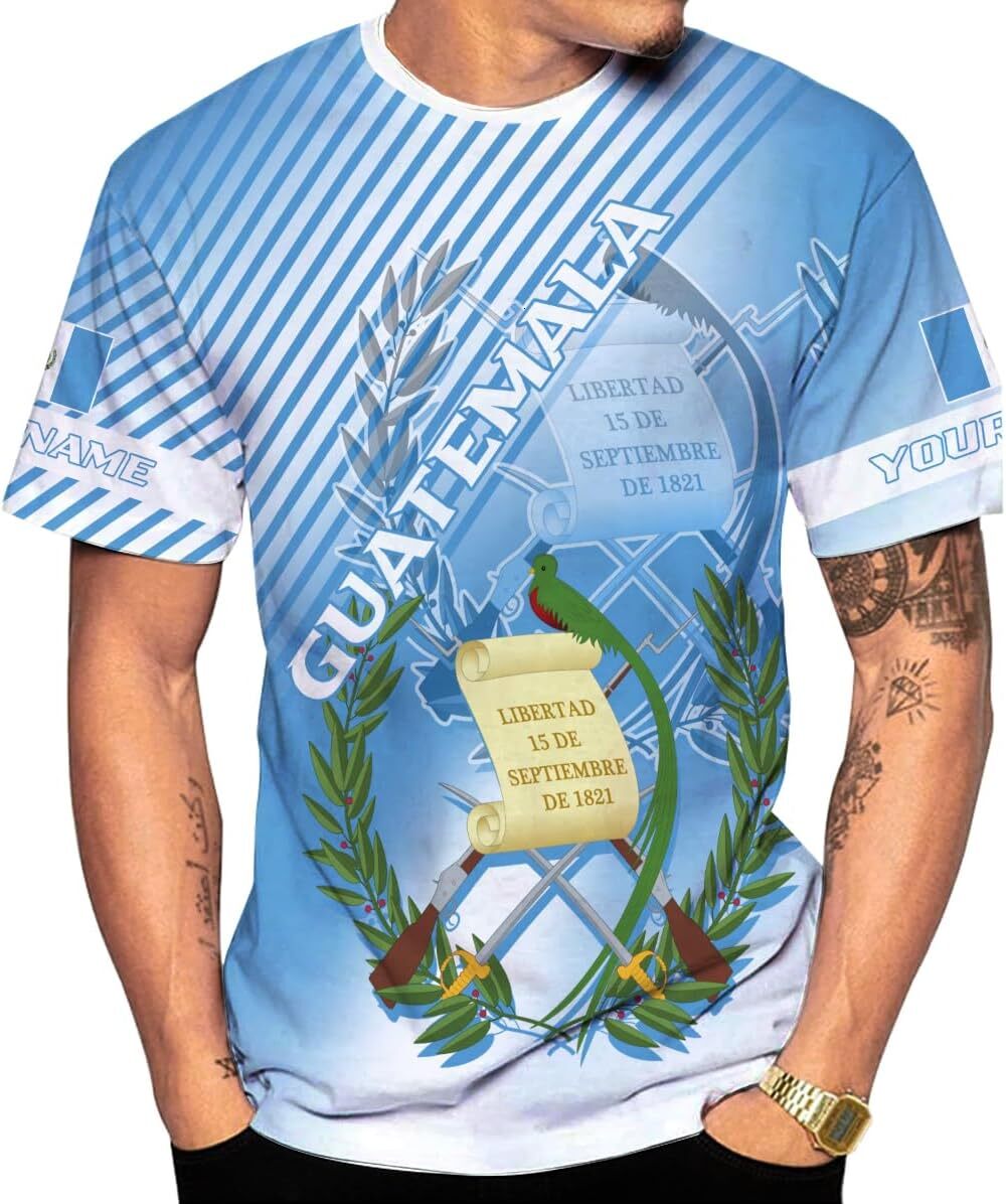 Mens T shirt Personalized Guatemala Shirt 3D Guatemala Camisas Guatemala Flag Shirts, Guatemalan Pride T-Shirt for Men Women GT11 tee Casual tops summ