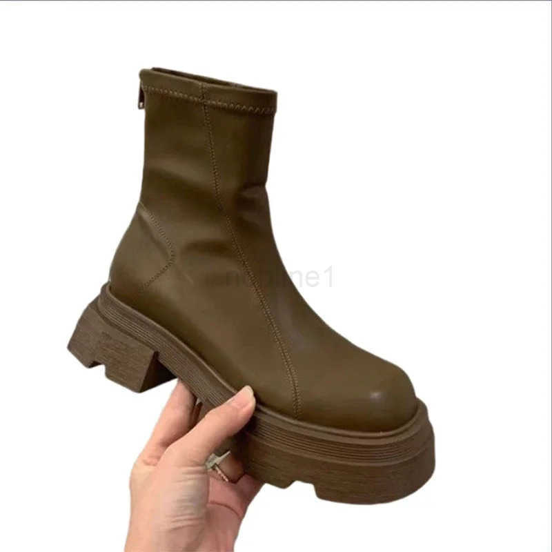 Ankle Mid H Boots Winter New Fion Platform Wen Zipper Shoes Goth Casual Motorcycle Boots Wen Thick Shoes Z250304