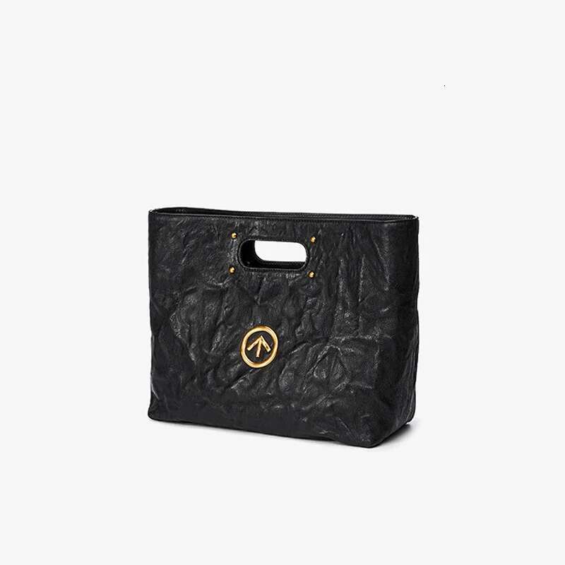 Brand Design Large Capacity Tote Genuine Leather Retro Casual Women's Crossbody Commuter Black Women Bucket Bag