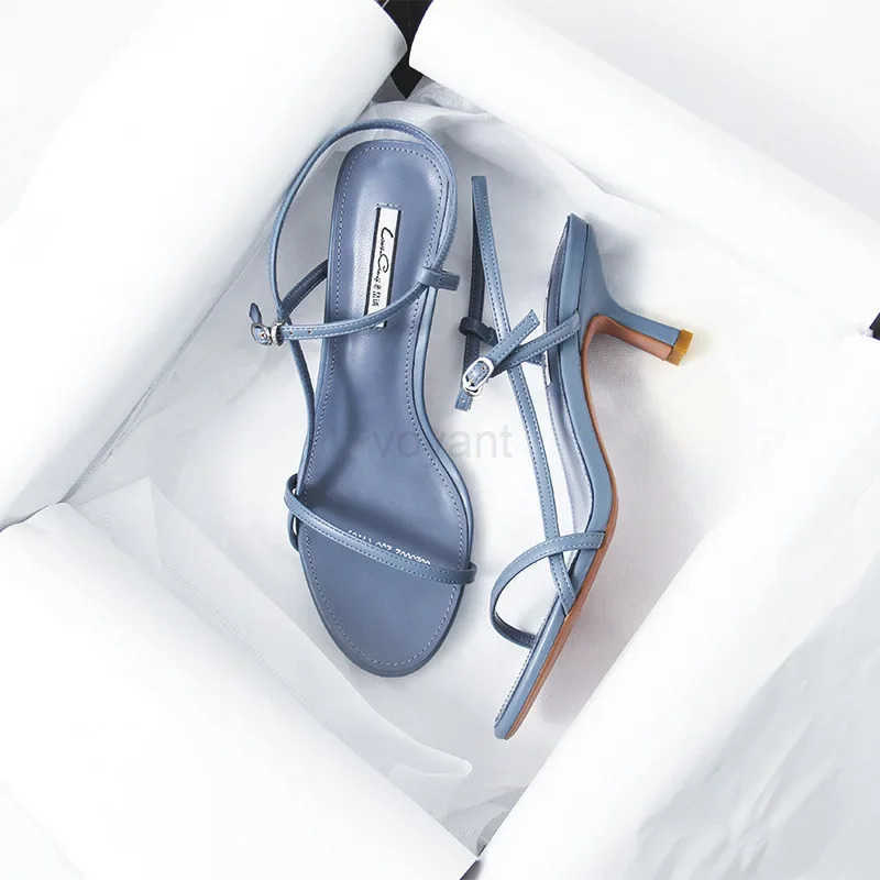 Sandalias Sexy High Heel Shoe Wen 2023 Anti Seas Trend Slim Heel Sandals with e Butt High Heel Sandals Luxury Wen Shoe Z250304