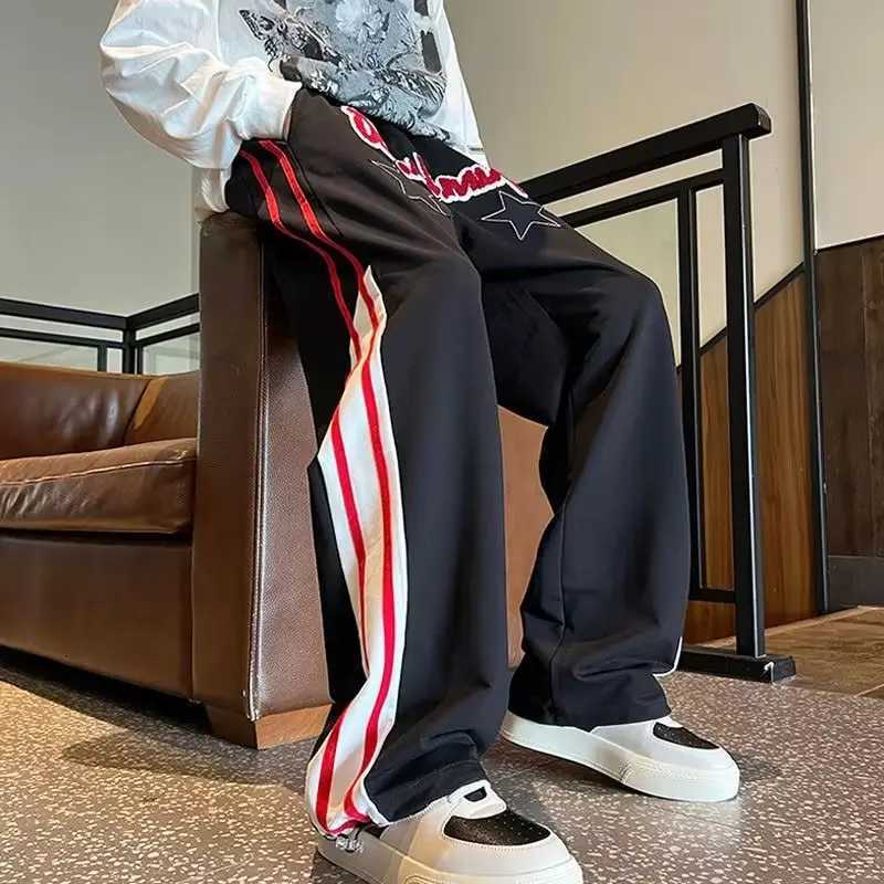 Summer American retro sports pants men and women star letters casual sweatpants High street fashion brand loose straight pantsXJ250303