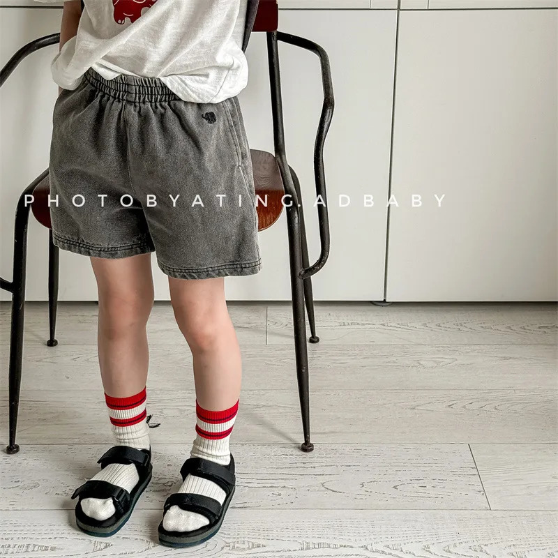 Summer Children Denim Shorts Solid Boys Girls Loose Casual Short Jeans Kids Fashion Versatile Toddler Clothes 250303