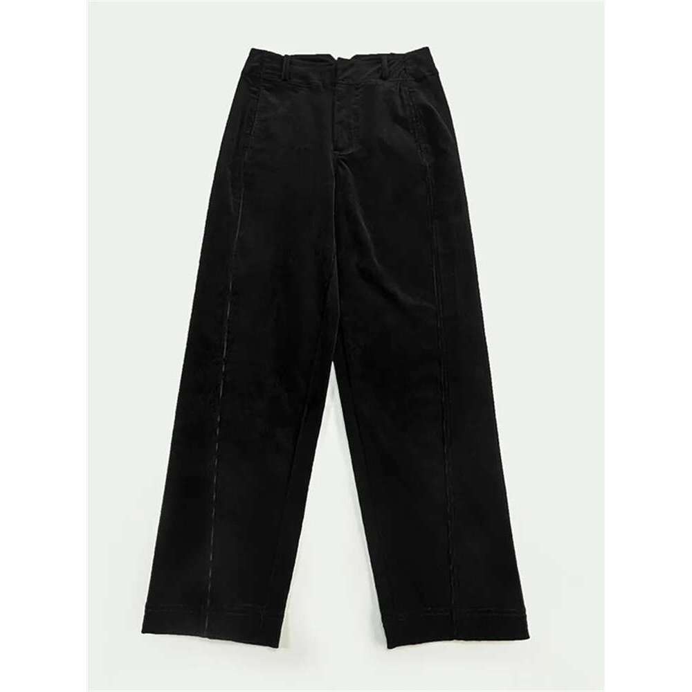 Women Cotton Corduroy High Waist Pants Curved Twisted Seam Autumn And Winter Ladies Zipper Casual Wide Leg Trousers