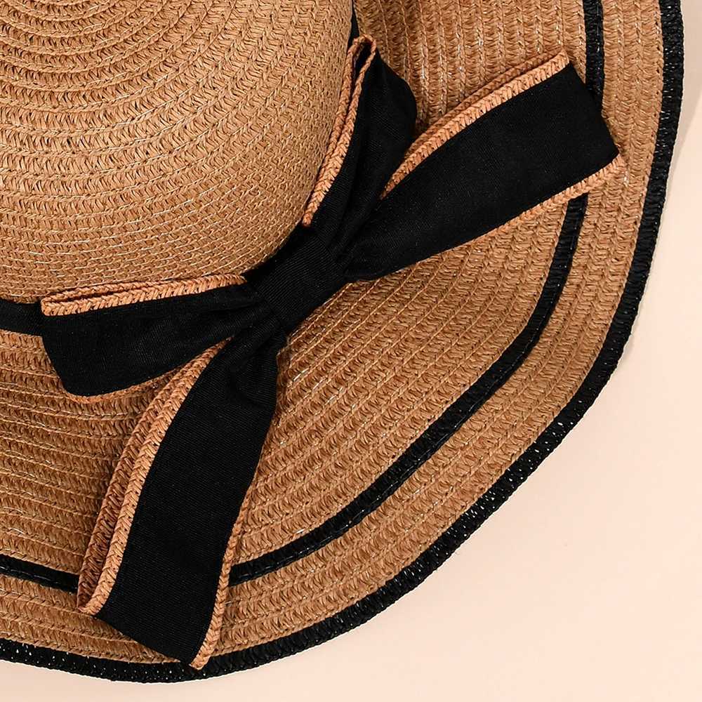 Butterfly Hat Spring/Summer Womens Flower Ribbon Sweet Big Brim Str Weaving Breathable Seaside Vacation Sun Protection HatXJ250304