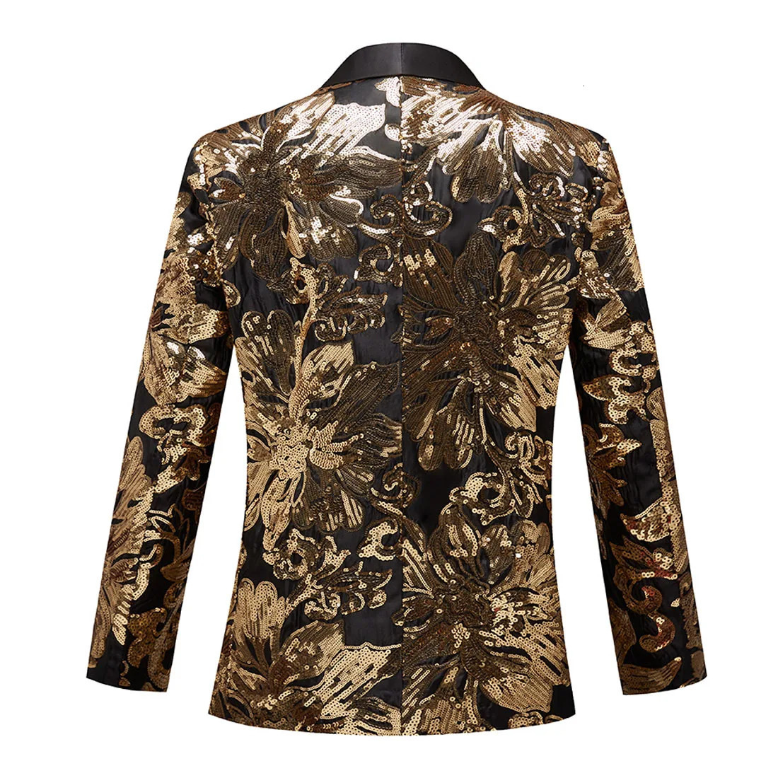 Mens Gold Sequins Suit Jacket Shawl Lapel Slim Wedding Party Blazers Bar Stage Singer Concert Glitter Tuxedo Dress Coat 250304