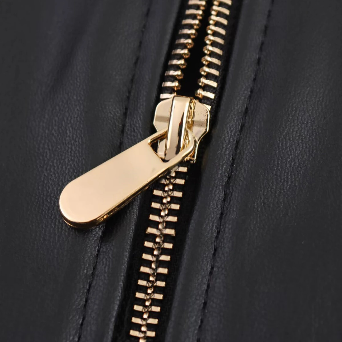 ZBZA Womens Leather Ruffle Jacket Round Neck Long Sleeve Front Zipper Thin Belt Top Spring Summer Chic Outerwear 250226