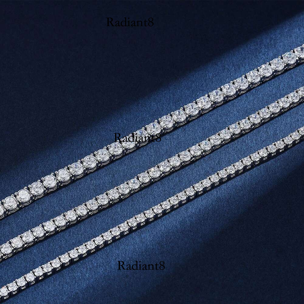 Hip Hop 3m/4m/5m Created Moissanite Gemstone Unisex Basic Tennis Chain Necklace Fine Jewelry Wholesale