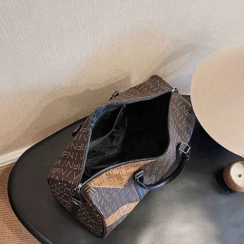 Cross Border PU Travel Bag Fashionable Letter fitness Bag Spring New Production Bag Large Capacity Single Shoulder Luggage Bag Y250304