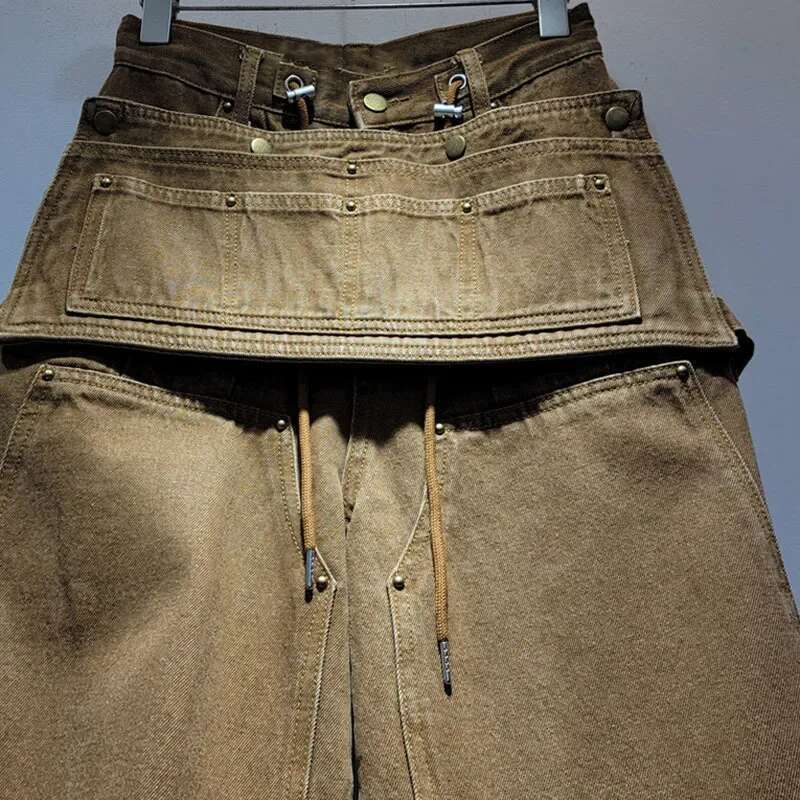 Women's Fashion Solid Color Loose Patchwork Causal Long Pants Pockets Drawstring Trousers Female 2025 Winter New