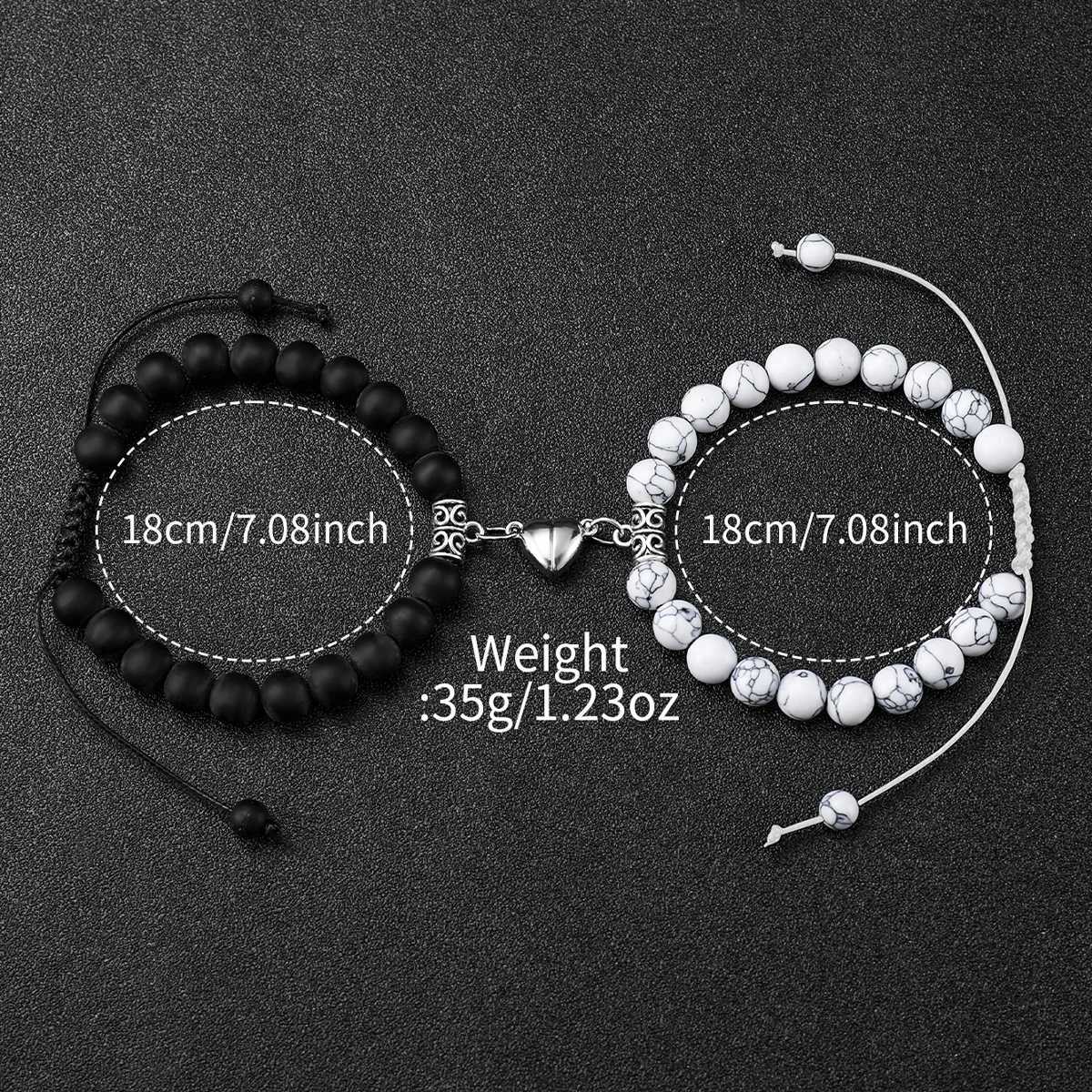 4PCS Couples Fashion Arabic Women Quartz Casual Sile Band Wristlets Magnet Heart-Shed Bracelets SetXJ250304