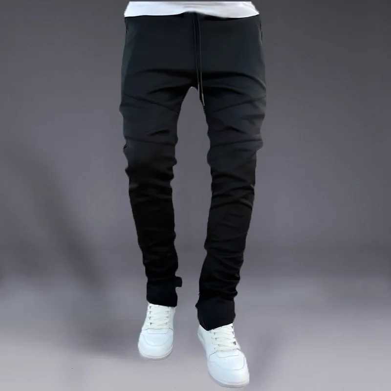 Sports pants mens autumn pleated ankle pants elastic ultra-thin backpack fashionable running casual pantsXJ250303