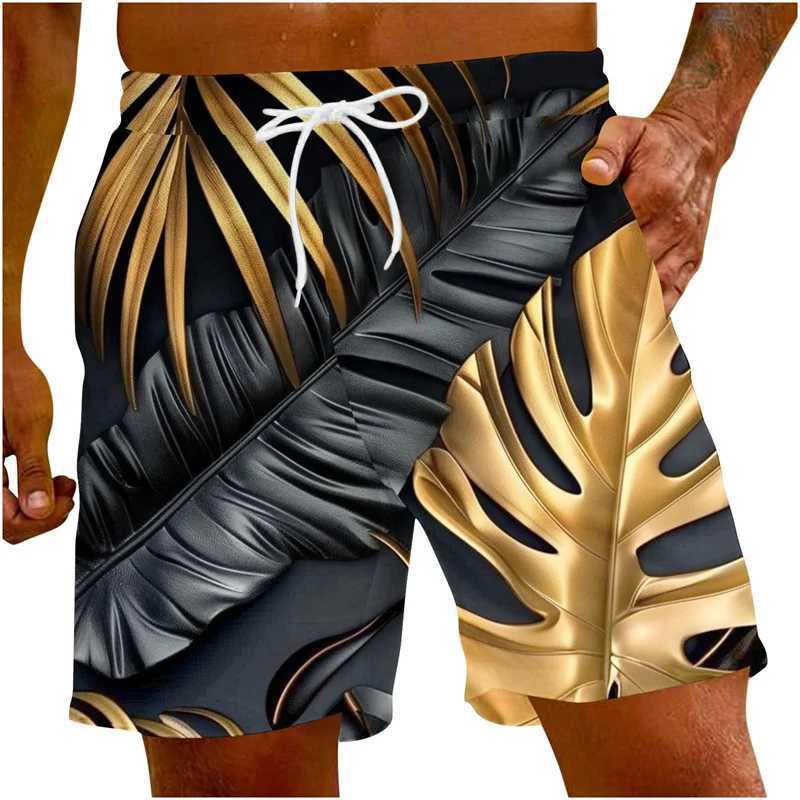 Tropical Palm Leaf Graphic Beach Shorts For Men Plant 3D Printed Board Shorts Casual Hawaiian Short Pants Oversized Swim TrunksT250304