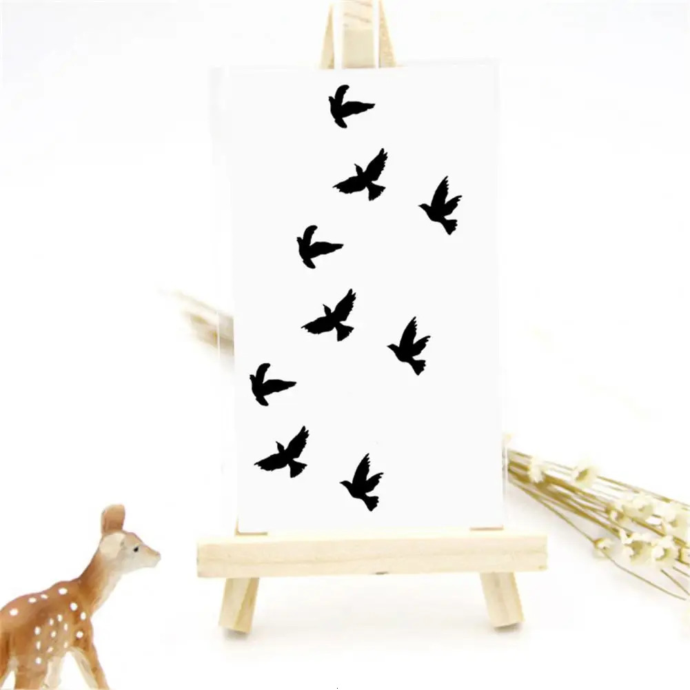 Unisex Sticker Body Art Black Tattoo Waterproof for Sexy Removable Flying Bird Transfer 250219
