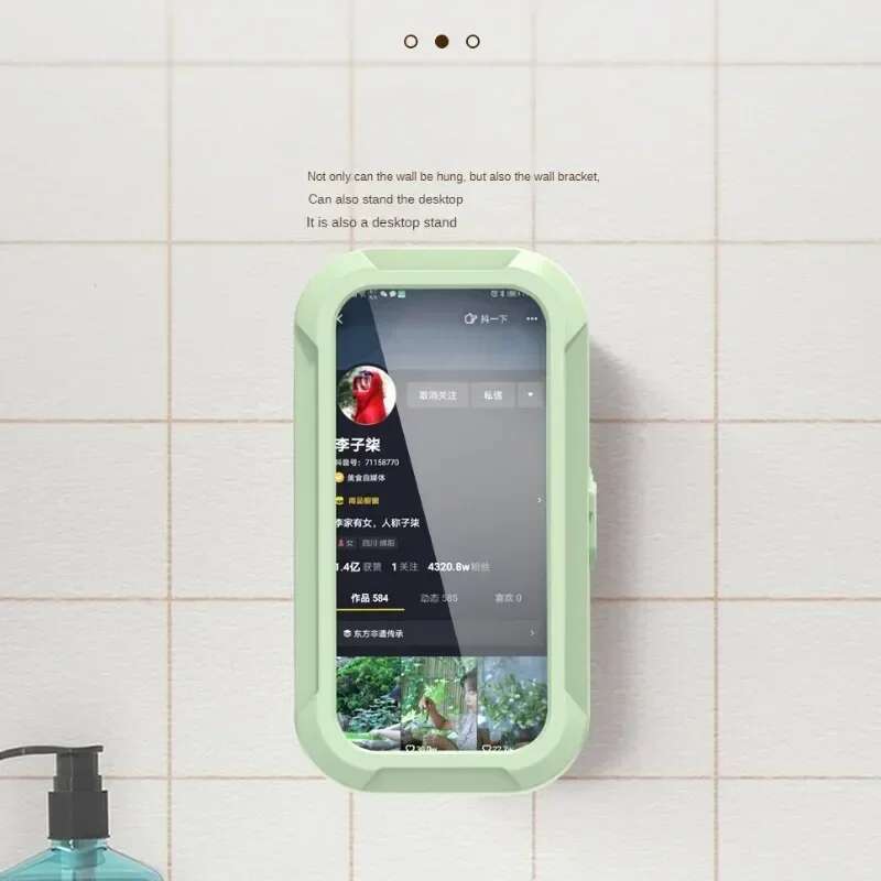 New Rotation Waterproof Mount Adjustable Shower Case Stick on Wall Bathroom Toilet Phone Holder