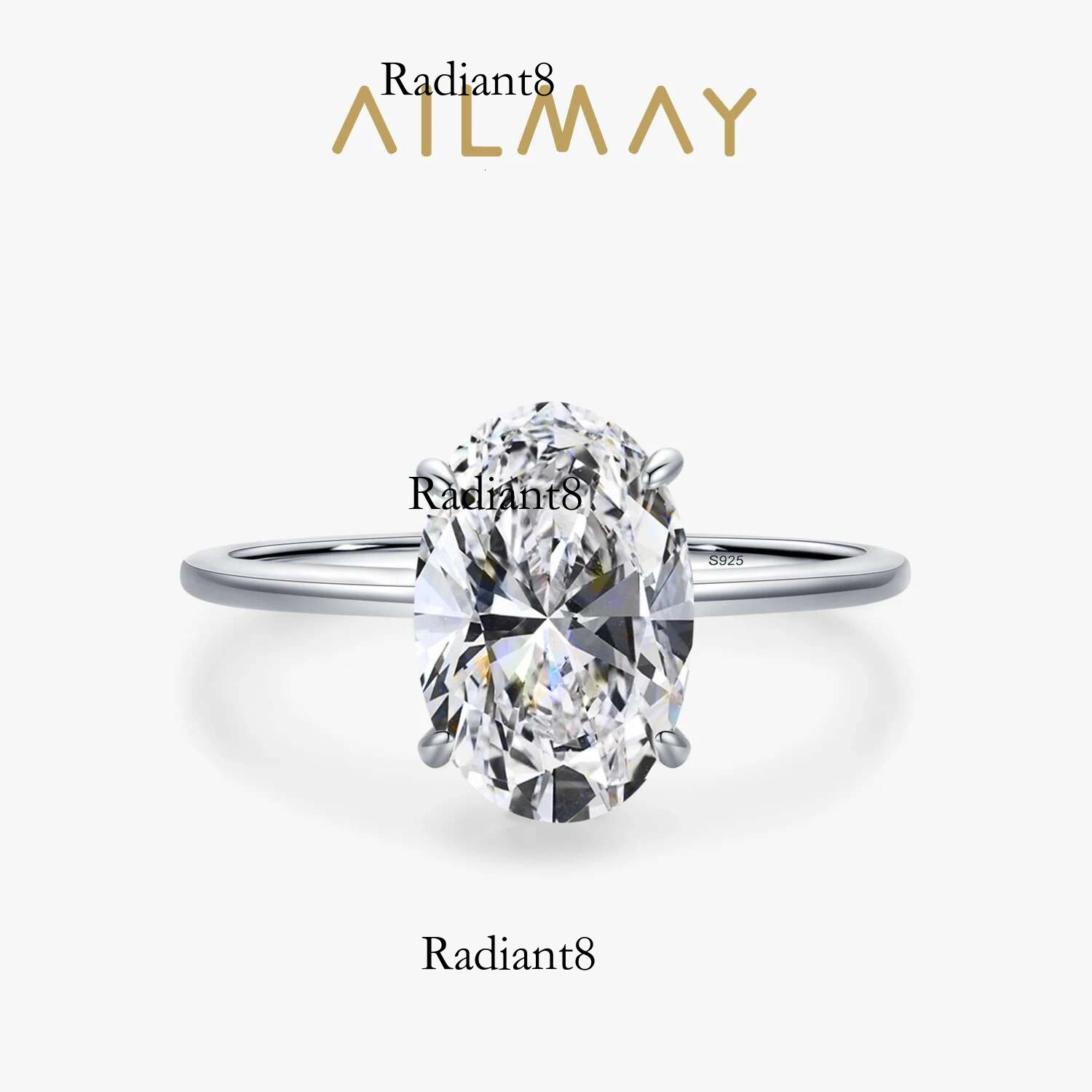 Ailmay 3CT Wedding Ring Sterg Sier Oval Clear Zirconia Engagement Rings For Women Fine Jewelry Valentine's Day GIFT