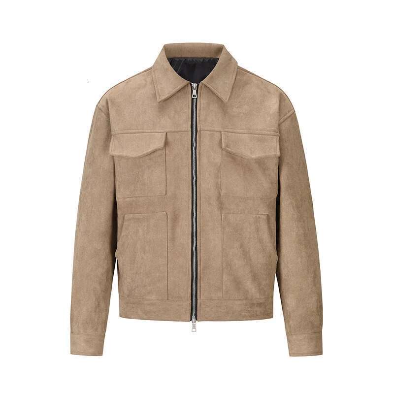 High Street Pockets Laper Zip-Up Suede Thick Coat Mens Retro Solid Windbreaker Loose Winter Jackets Oversize Casual Clothes