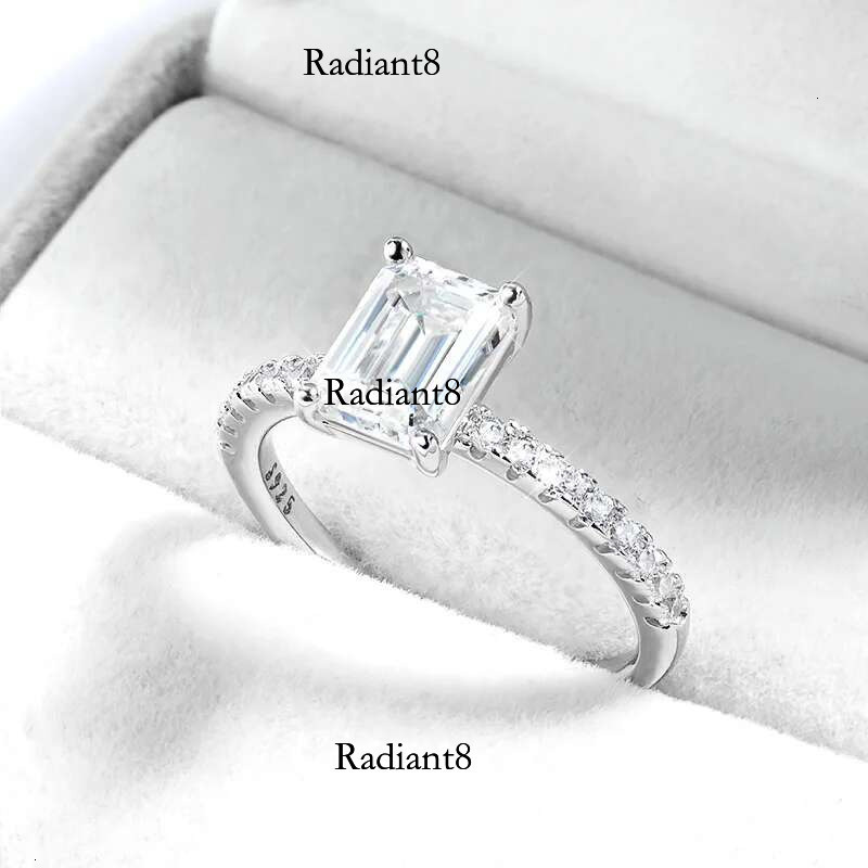 Smyoue 1CT 2CT Emerald/radiant Cut Moissanite Ring for Women Engagement Wedding Bride Sterg Sier Jewelry GRA Certified