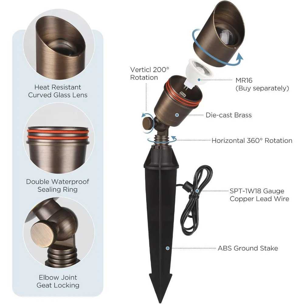 Solid Brass Outdoor Landscape Spotlights 12V LED Low Voltage Landscape Lights for Garden and Yard Bronze Heavy Duty Up Lamp Z250304