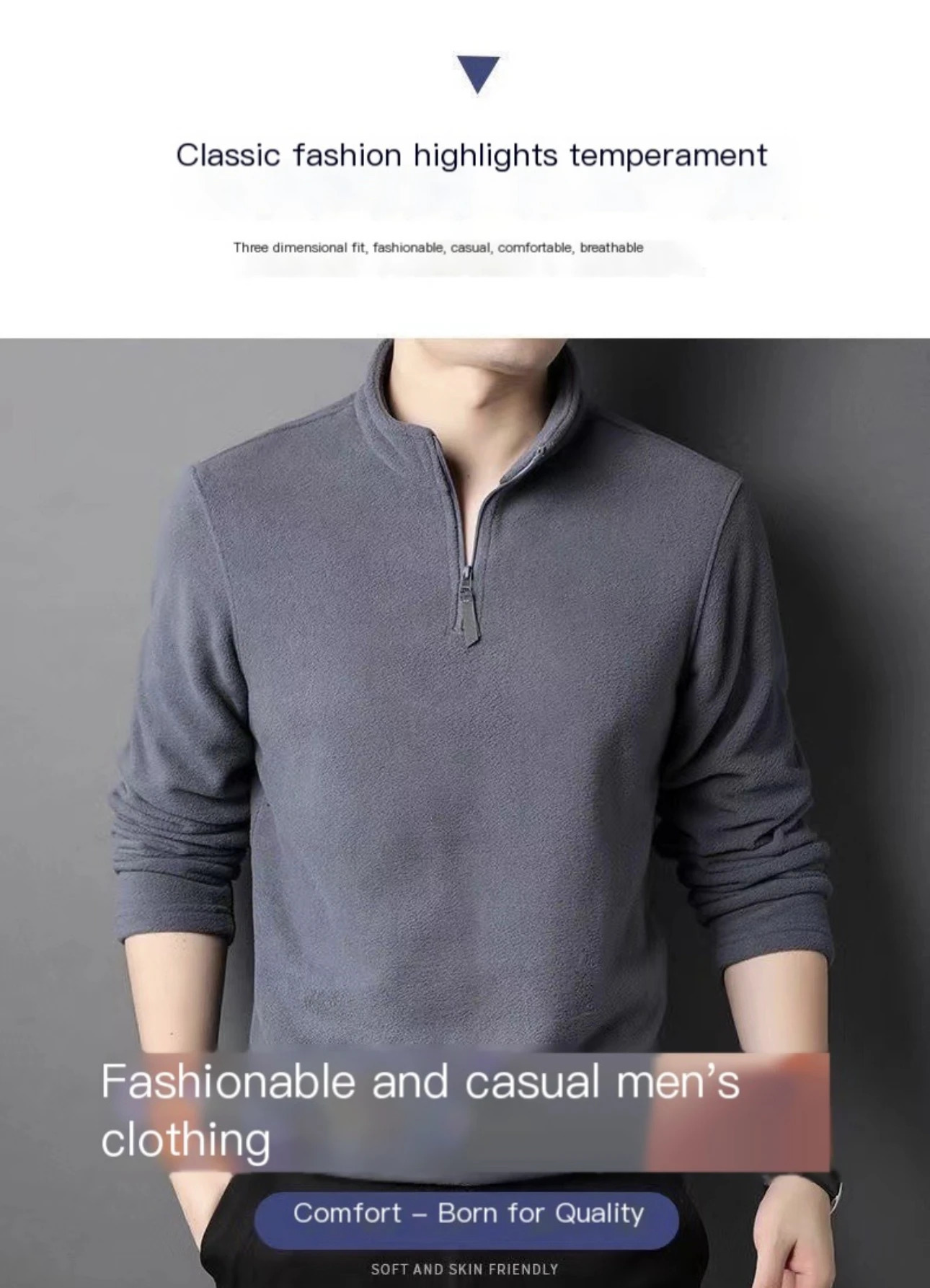 Autumn and winter polo shirt mens cashmere sweater stand up collar half zipper long sleeved fashion version Tshirt top 250304