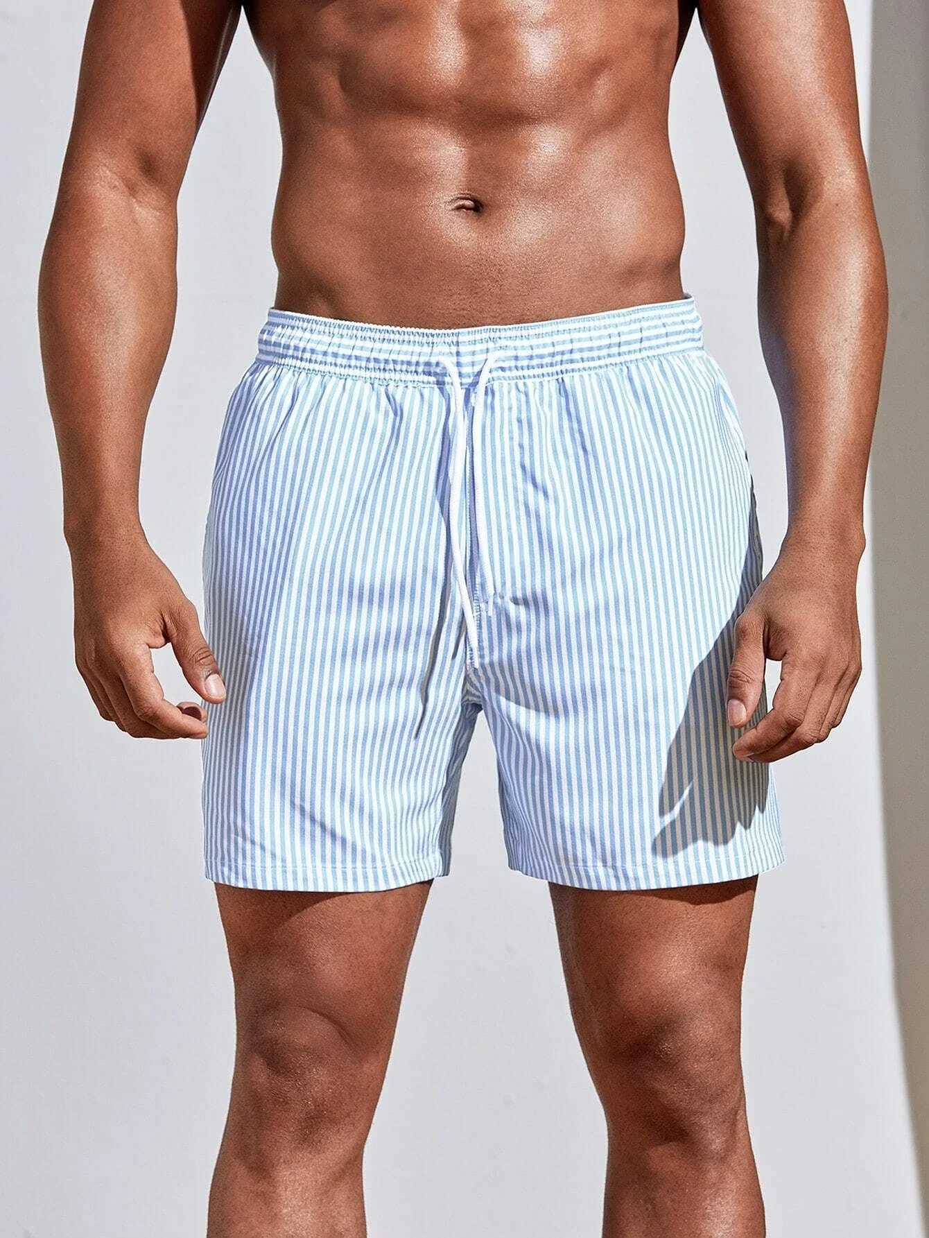 New 3d Line Splicing Mens Sports Shorts For Summer Casual Soft Personalized Breathable Holiday Polyester Beach Surfing ShortsT250304