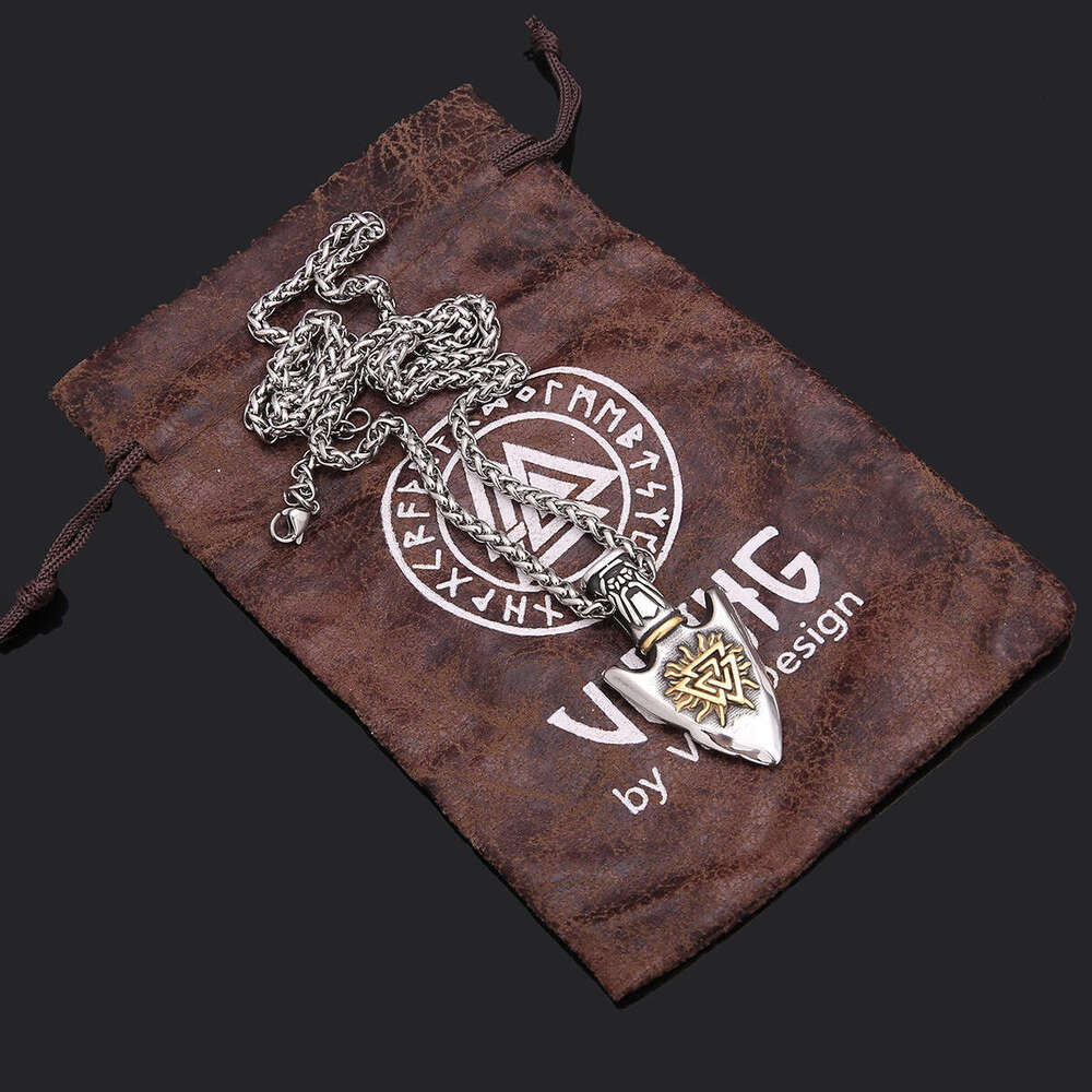 Jewelry Hip Hop Necklace Stainless Shield Pendant New Titanium Steel Orchid Chain Men's Viking
