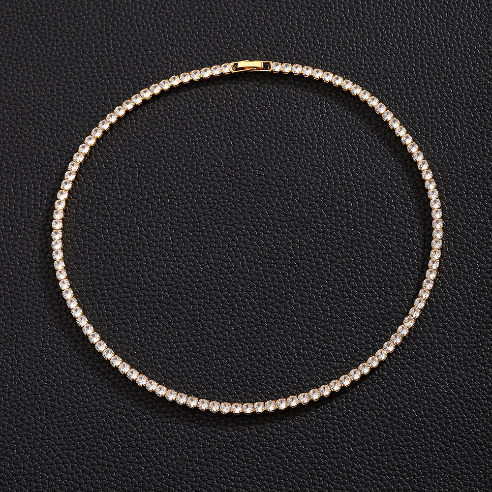 7"-30" Hip Hop Tennis Chain Necklace Bracelets Bling Zircon Jewelry Accessory Gold Plated TopBling Graduated