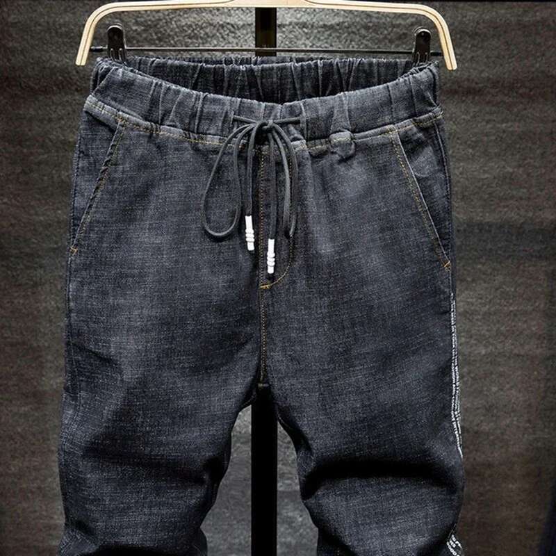 Plus Size S-7Xl Men Jogger Jeans Casual Fashion Stretch Elastic Loose Slim Denim Pants Streetwear Hip Hop Drawstring