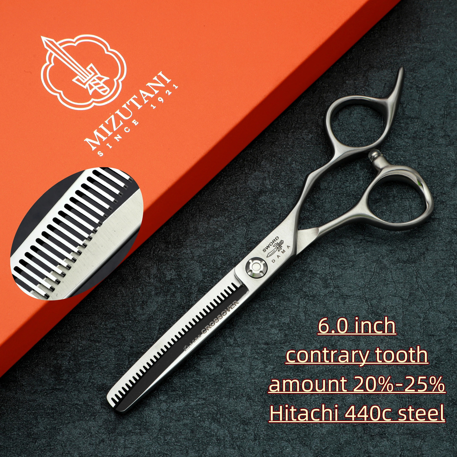 Professional Barber scissors6.0 inch Contrary tooth scissorsman and woman thinning shearsJapan 440C steel Barber accessories 250304