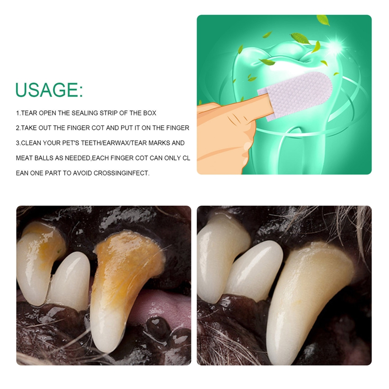 20pcs Pet Disposable Cleaning Wipes Dog Teeth Cleaning Finger Wipes Cat Ear and Eye Beauty Wipes Cat Hygiene and Beauty Products