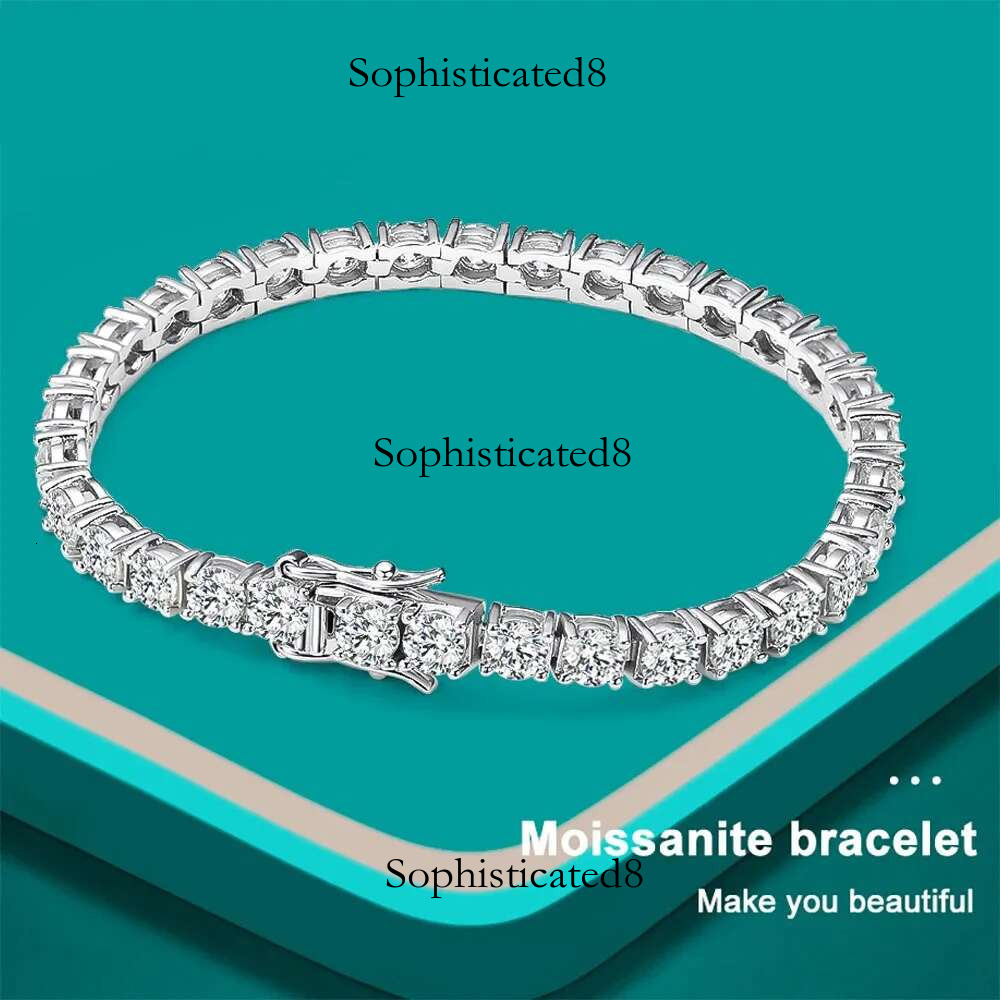 D VVS1 Moissanite Tennis Bracelet Original s Sterg Sier Plated White Gold with GRA Bracelets for Women Man
