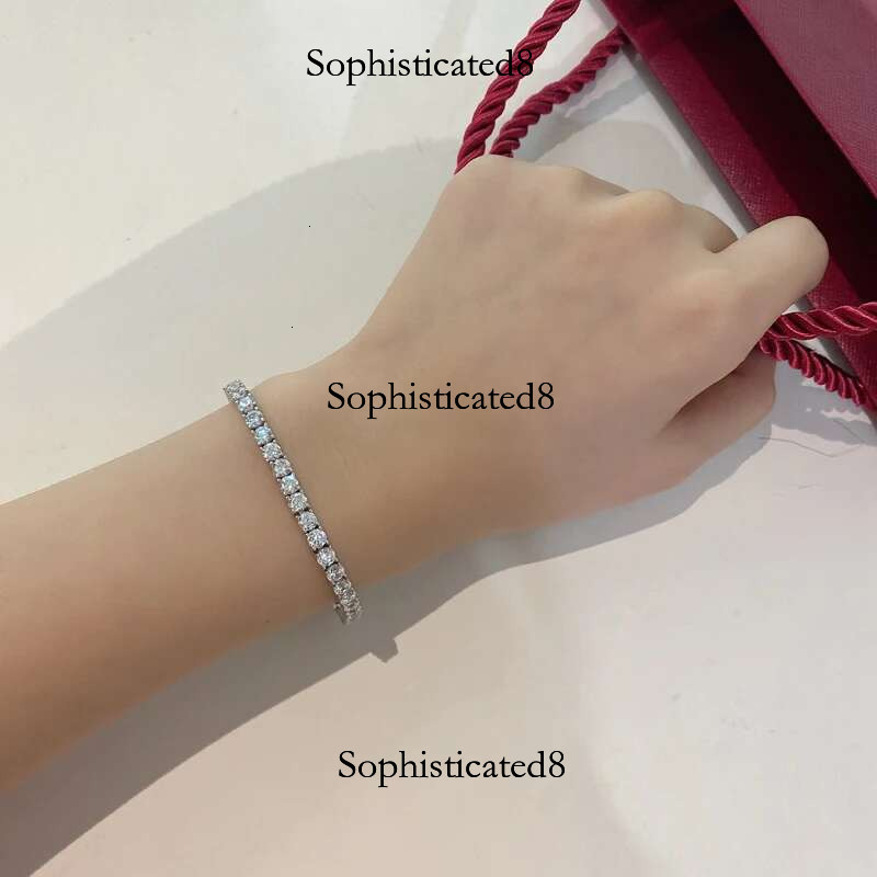 Real 3/4mm All Moissanite Tennis Bracelet For Women Men 100% Sterg Sier Sparkg Dia Hand Chain Jewelry