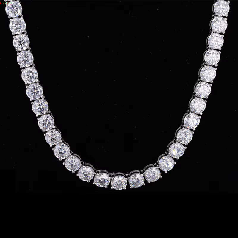 Hot Sale Men Women Moissanite Dia Necklace 3mm-6mm 14K White Gold Tennis Chain