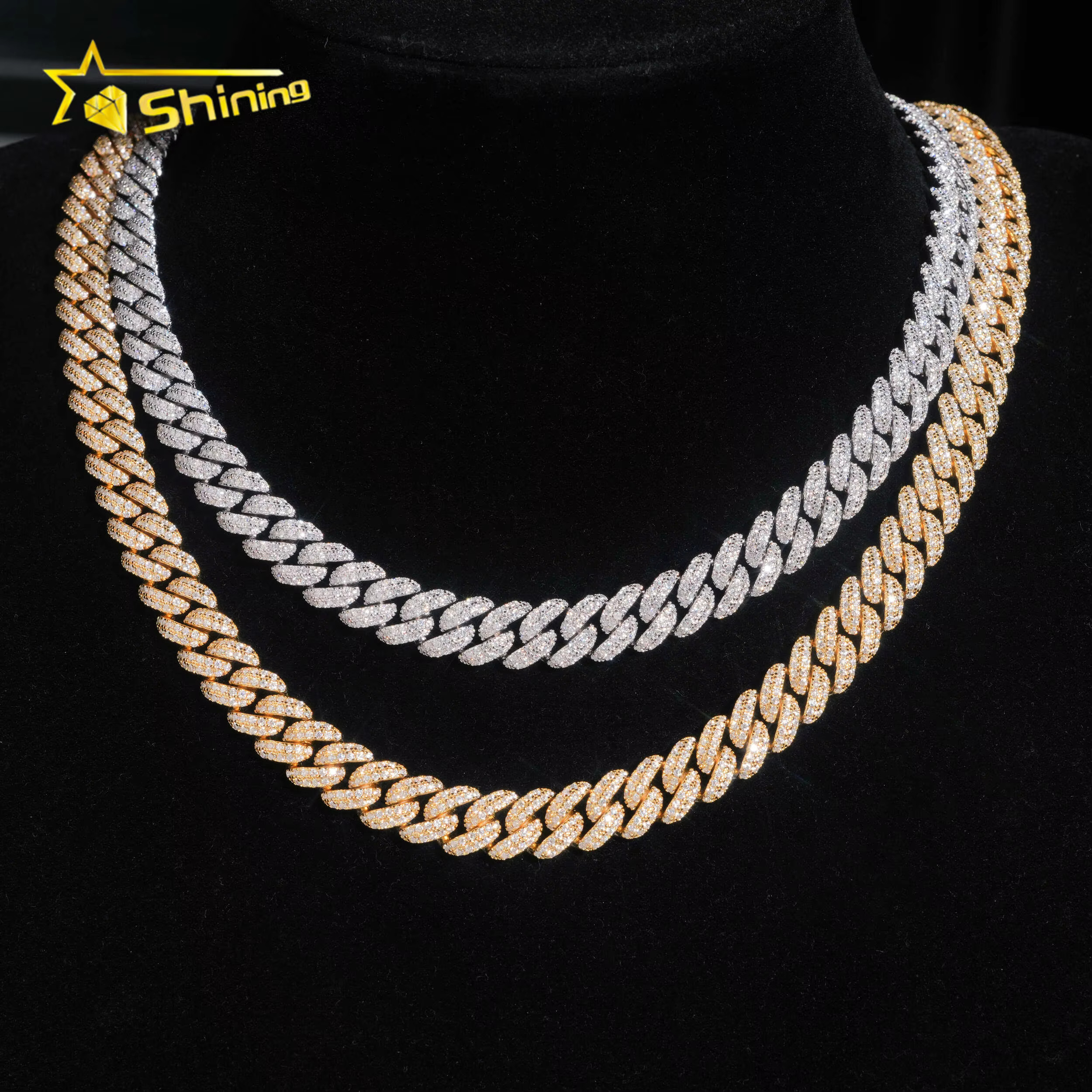 Hip Hop Jewelry Iced Out Men Sier 8MM 10MM Moissanite k Chain Fashion Moon Shape Cuban Necklace